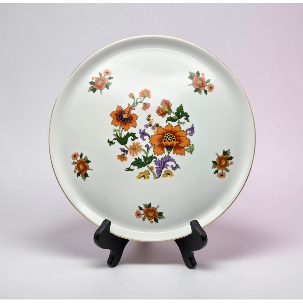 Bareuther Waldsassen Bavaria Floral Serving Plate/Platter Gold Rim 11.5" Cottage